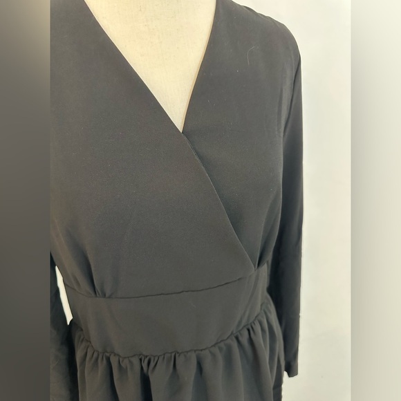 DJ Productions NWT Elegant Black Wrap Dress XL - Picture 2 of 6